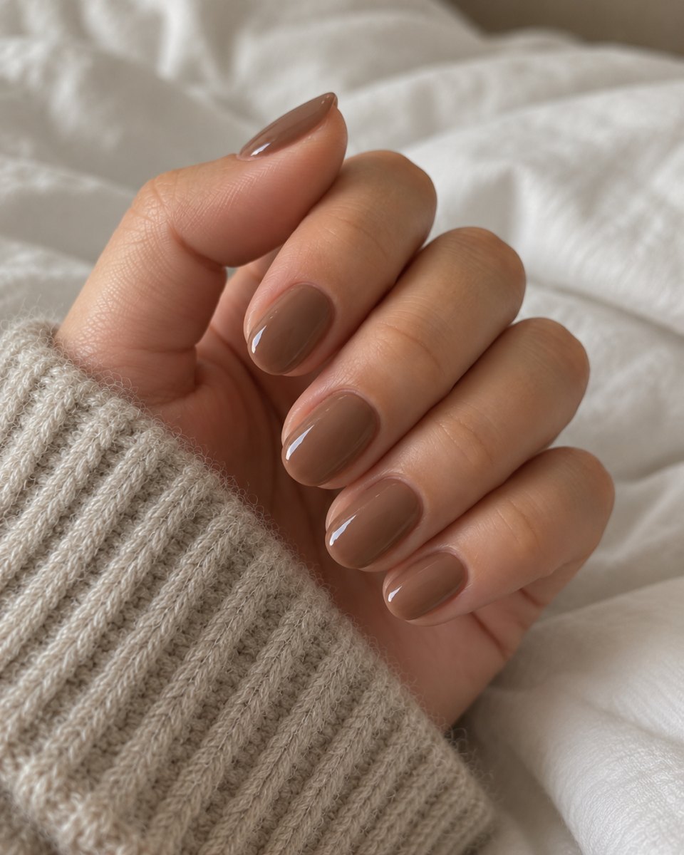 Simple brown nude nails