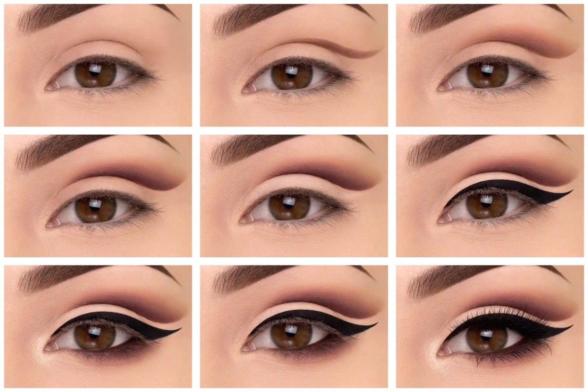 Cut crease eyeliner application steps
