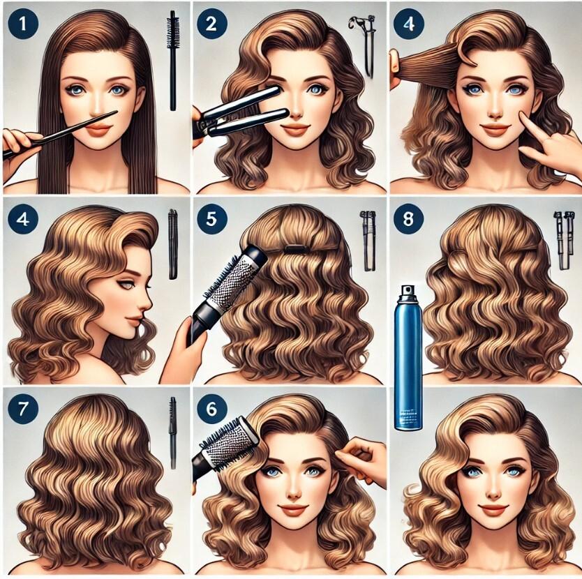 Hollywood wave styling steps