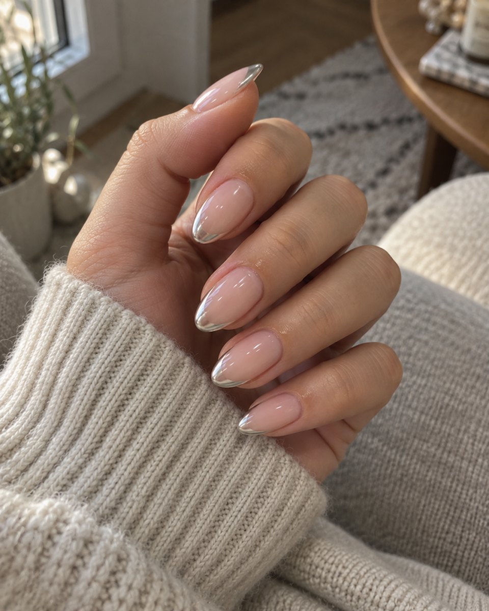 Bare natural Hailey Bieber glazed donut french tips nails
