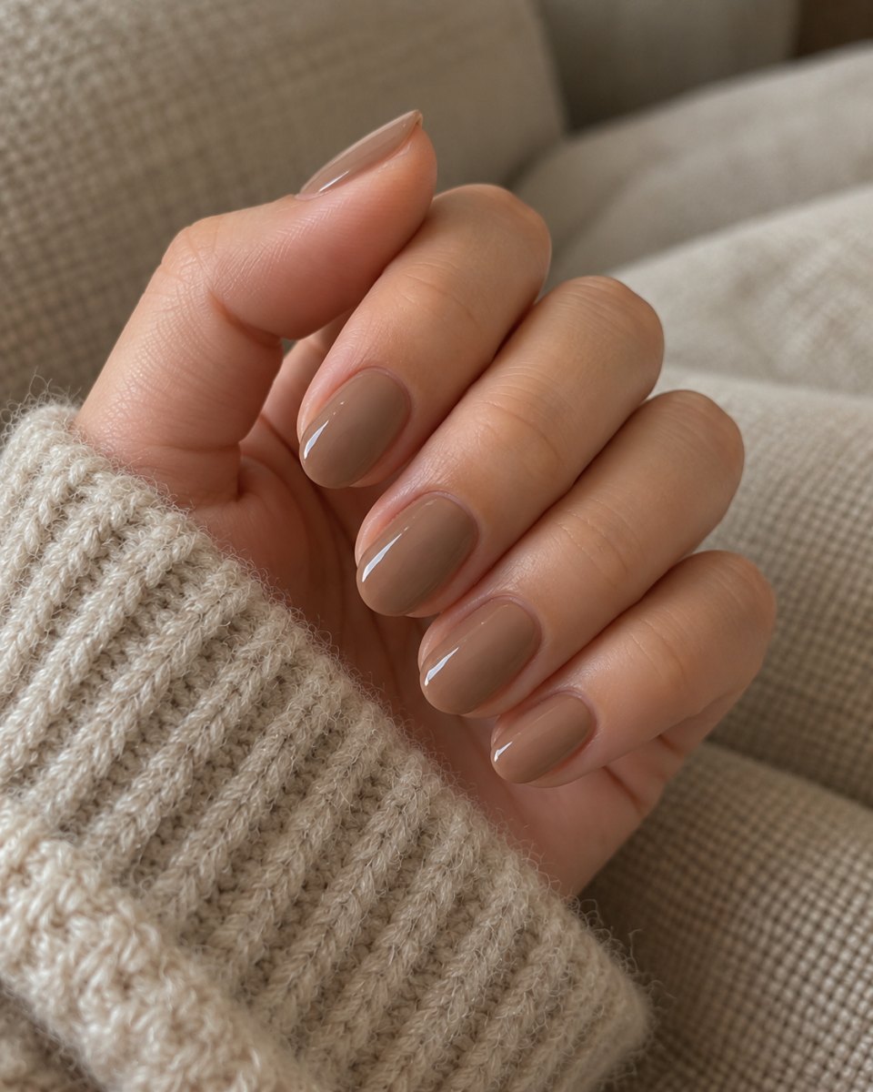 Subtle sand brown nails