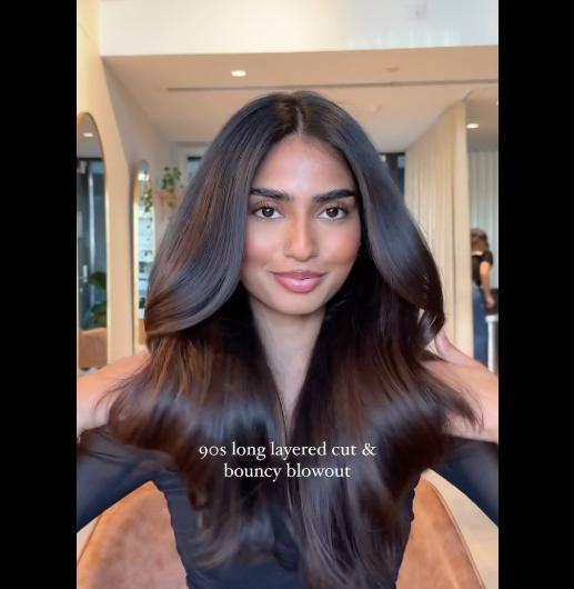 Thick hair 90s blowout transformation