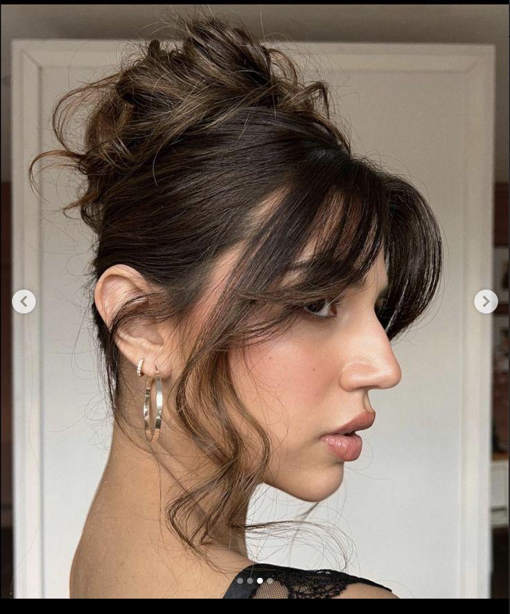 90s curtain bang updo