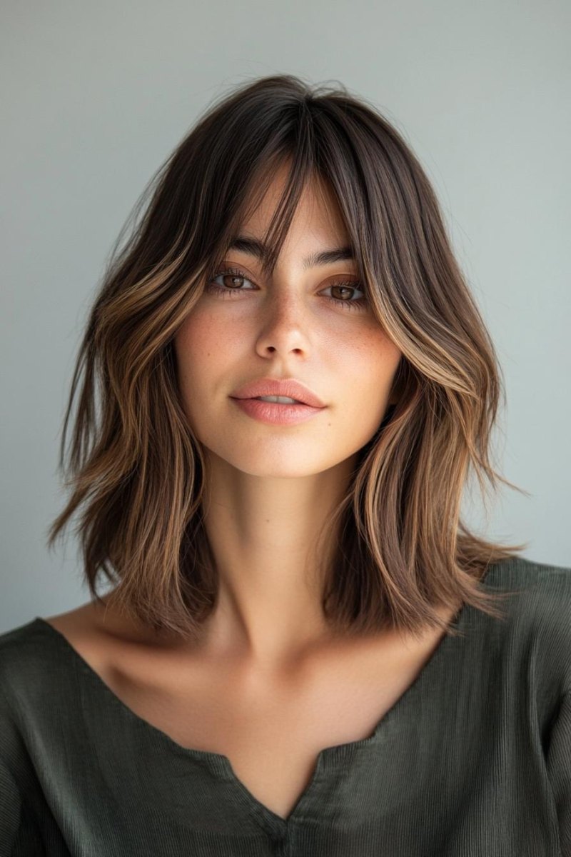 Shoulder length hair curtain bangs